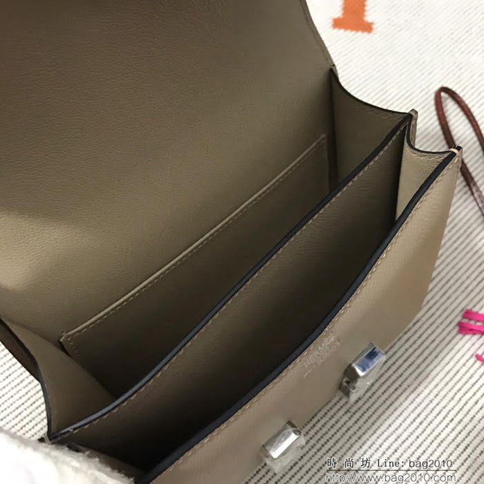 HERMES愛馬仕 H空姐包 進口原廠EP皮 頂級蜜蠟製作 街拍必備單品 風衣灰金銀 單肩斜挎包  Ama1545